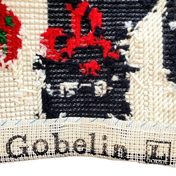 Vintage Gobelin Needlepoint Black Cat Kitten 14x14 Completed Canvas L 01.44 - Picture 4 of 12